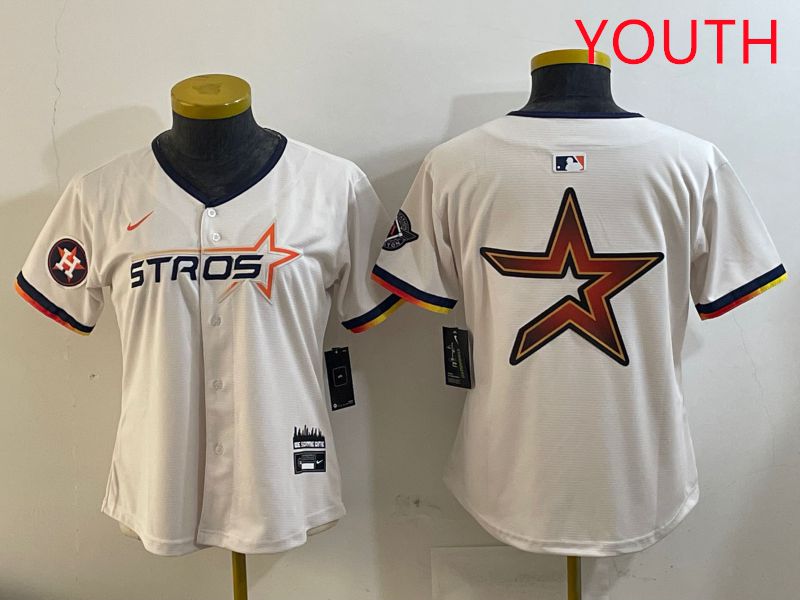 Youth Houston Astros Blank Cream Three generations Joint Name 2025 Nike MLB Jersey style 41012->youth mlb jersey->Youth Jersey